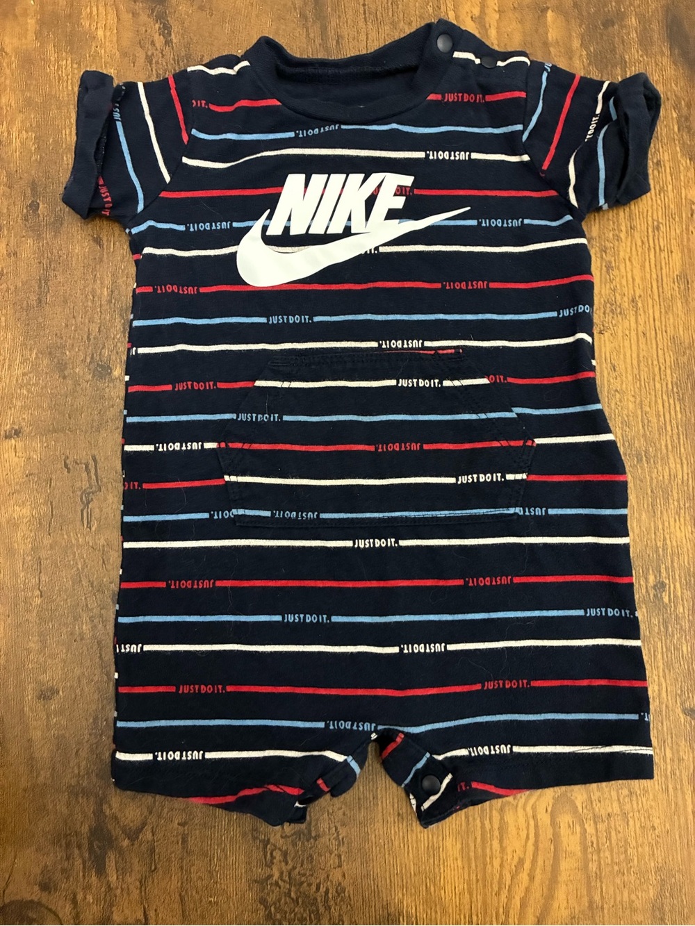 Nike Striped Baby Romper with Nike Swoosh